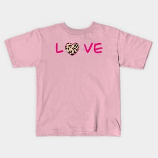 Leopard heart love Kids T-Shirt